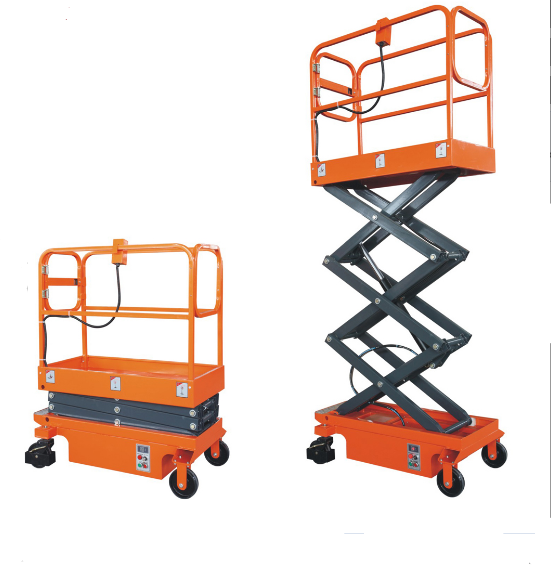 Mini Hydraulic Scissor Lift 300kg DC Powered Electric Working Lift Platform