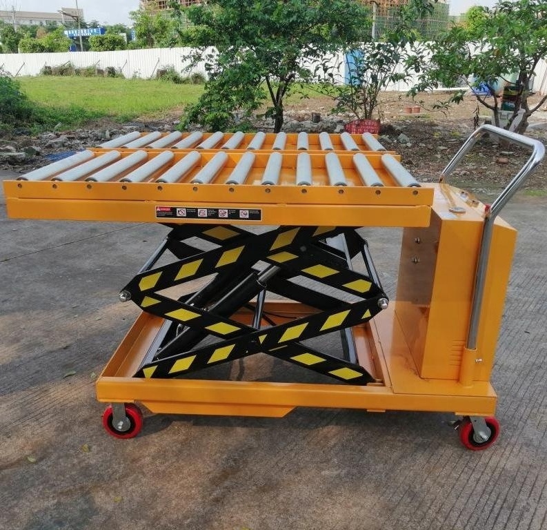 Mobile electric scissor lift table hydraulic roller-top lift platform