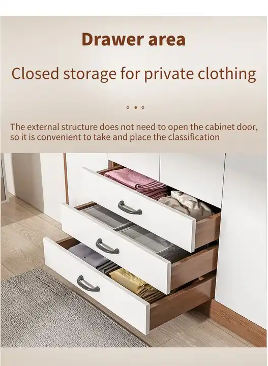 Multi-style Wooden Nordic Modern Home Furniture Storage Clothes Wardrobe Bedroom Closet 10 Pcs PVC Covered MDF