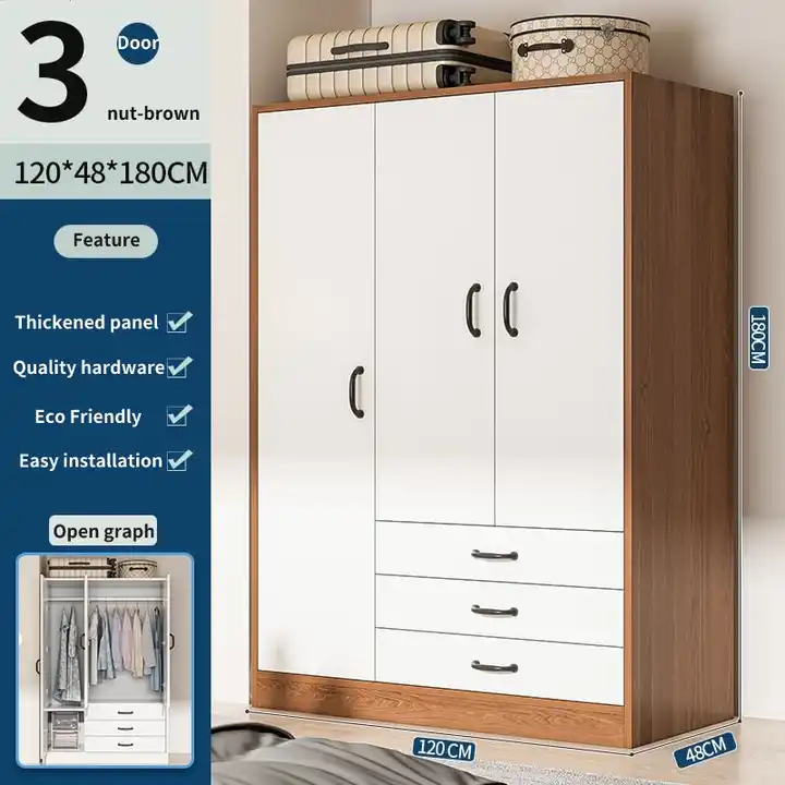 Multi-style Wooden Nordic Modern Home Furniture Storage Clothes Wardrobe Bedroom Closet 10 Pcs PVC Covered MDF