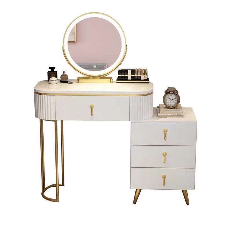 Hot Sale Competitive Crushed diamond mirrored vanity dressing table set with LED light