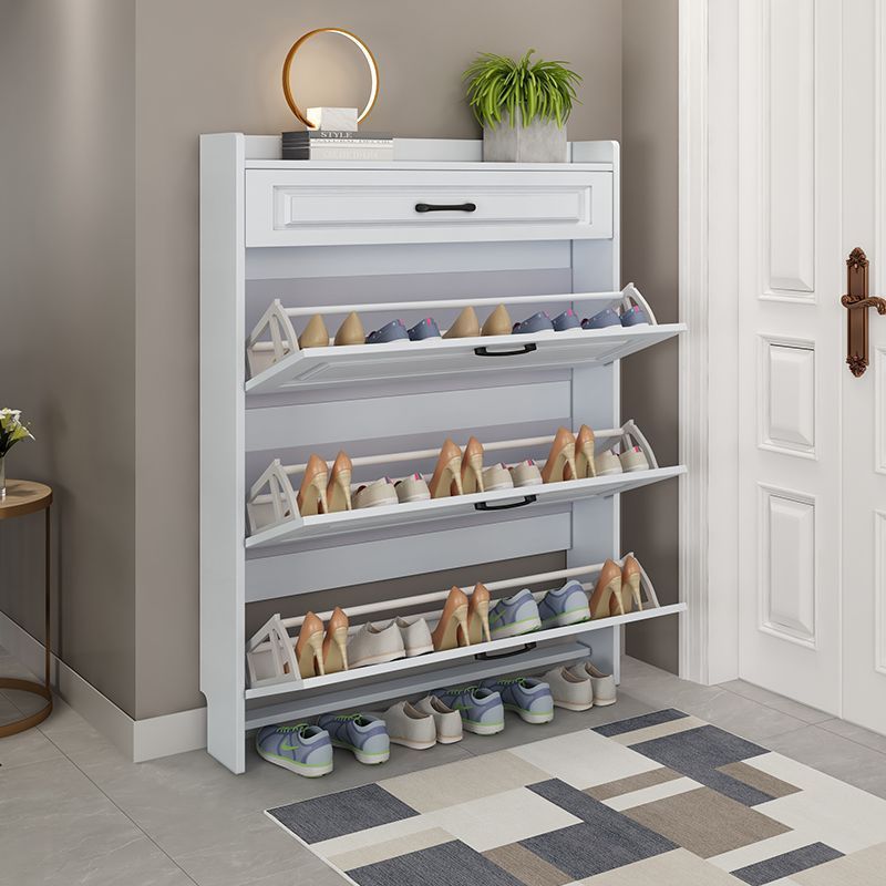 Shoe Storage Shelf with Cabinet - White - Anthracite Shoe Rack With Wooden Cover cabinet storage shelf shoe rack