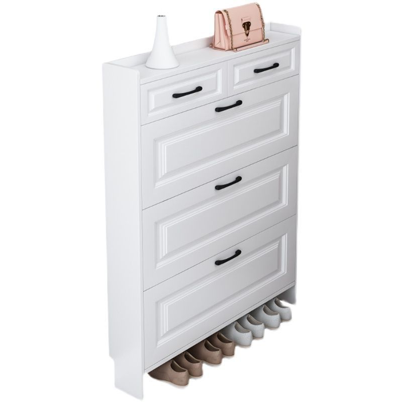 Shoe Storage Shelf with Cabinet - White - Anthracite Shoe Rack With Wooden Cover cabinet storage shelf shoe rack