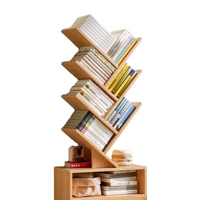 Home Office Decor White Wood Bookshelf Book  Storage Display Open Shelf 5-Tier Narrow Bookcase