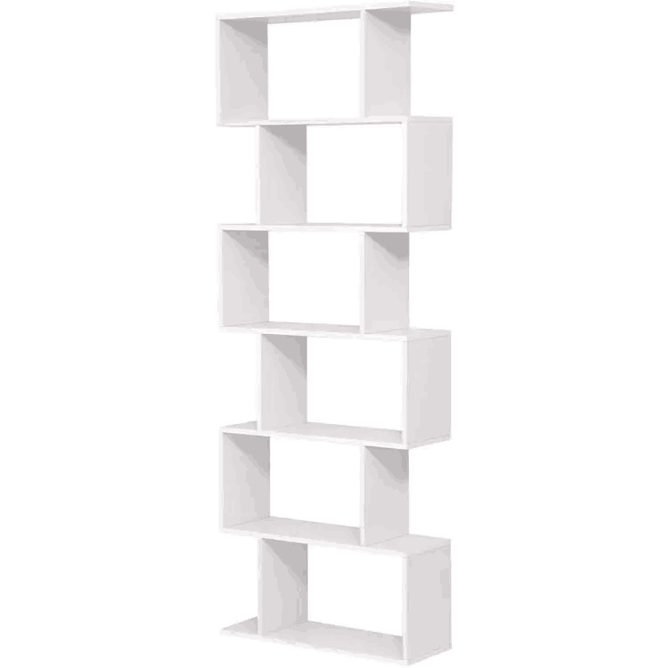 White Freestanding Shelving Unit Wooden Bookcase Cube Display Book Shelf 6-Tier Bookshelf living room furniture