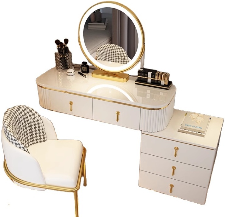 High Quality Nordic Modern Luxury Dressing Table For Bedroom Vanity Makeup with mirror led light