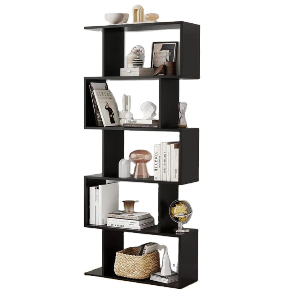 Black Freestanding Shelving Unit Wooden Bookcase Cube Display Book Shelf 5-Tier Bookshelf