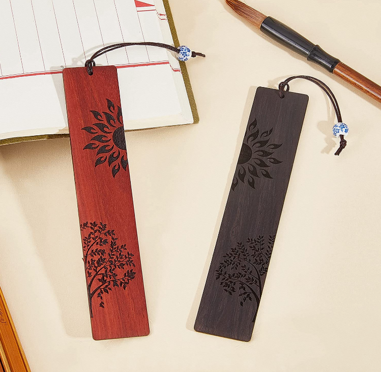 Custom laser engraving bookmark natural unfinished wood decoration wooden bookmark