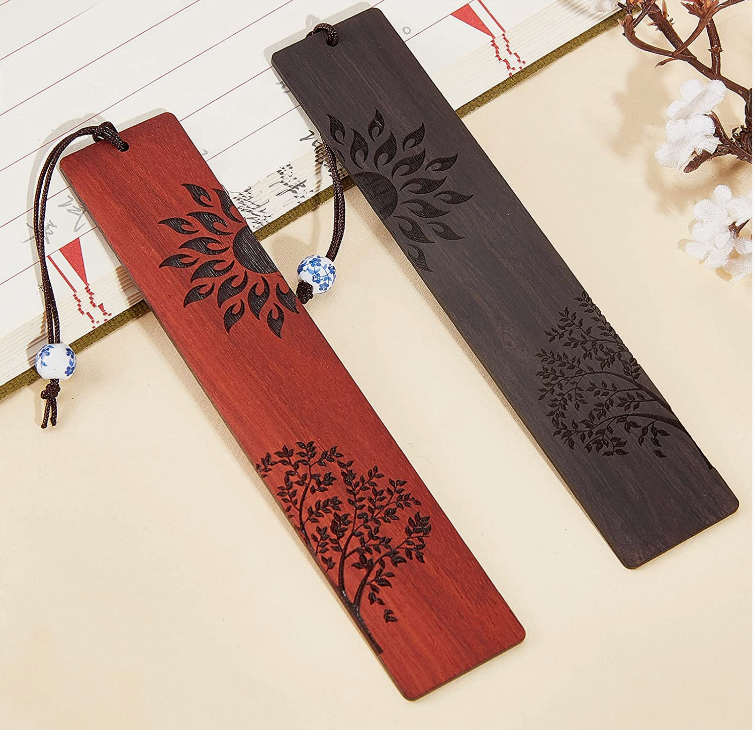 Custom laser engraving bookmark natural unfinished wood decoration wooden bookmark