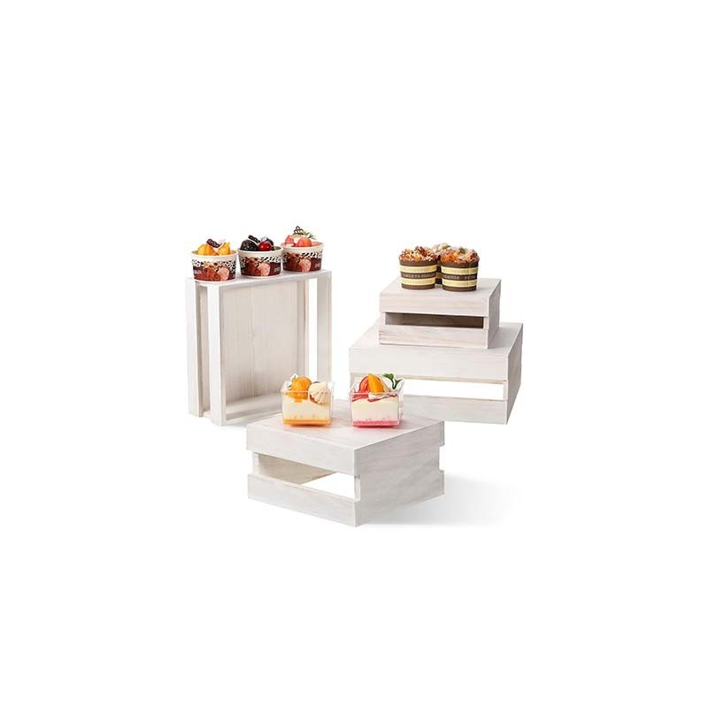 Customize wooden cupcake display stand with white wooden riser for decoration