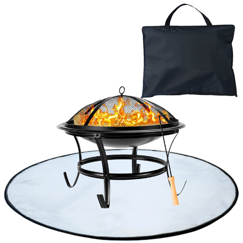 Customized Round Fire Pit Mat for Deck Thick Heat Resistant Deflector Fireproof Mat Portable BBQ Mat for Large Fire Pit