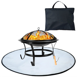 Customized Round Fire Pit Mat for Deck Thick Heat Resistant Deflector Fireproof Mat Portable BBQ Mat for Large Fire Pit