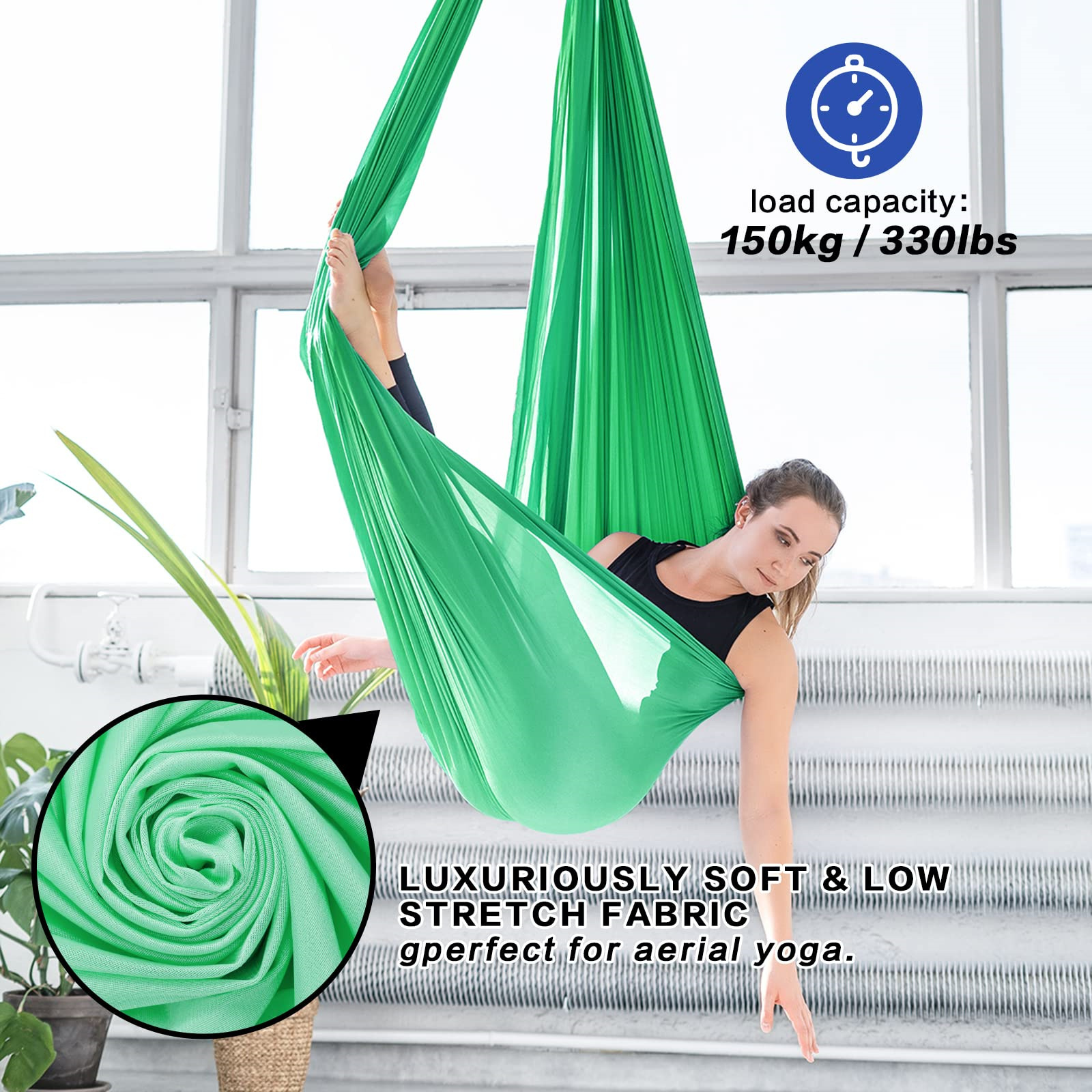 Hot Sell Non Stretch Nylon Tricot Fabric Yoga Swing Large  Capacity Yoga Hammock  Kids Sensory Swing