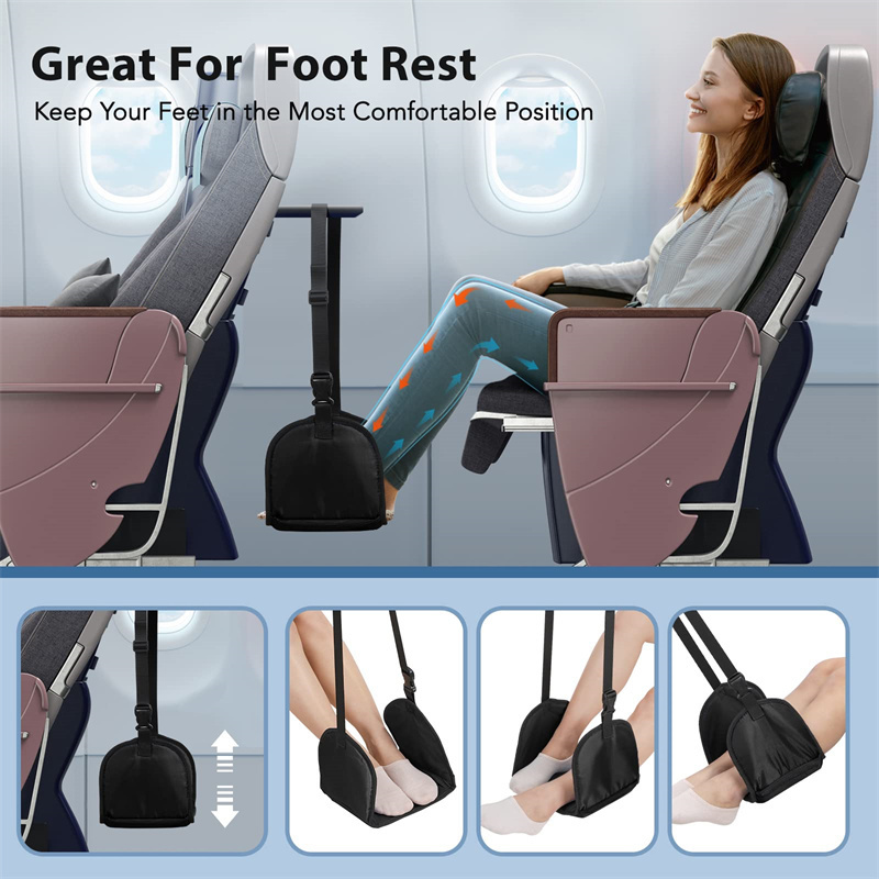 Airplane Foot Rest Foot Hammock for Plane Travel Chair Desk Adjustable Universal Folding Foot Hammock Car Seat Airplane Footrest