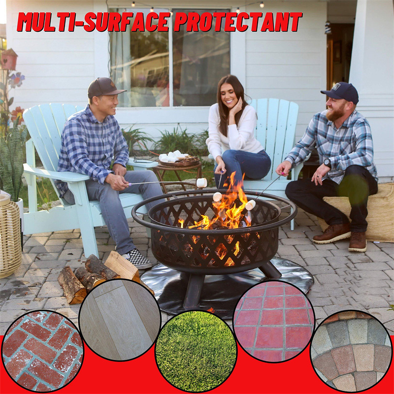 Customized Round Fire Pit Mat for Deck Thick Heat Resistant Deflector Fireproof Mat Portable BBQ Mat for Large Fire Pit