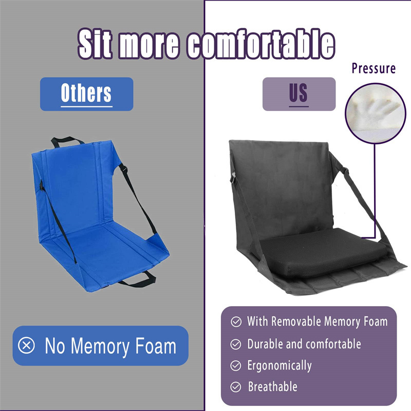 Portable Foldable Seat Cushion with Memory Foam Outdoor Travel Soft Chair Sports Stadium Seat Cushion