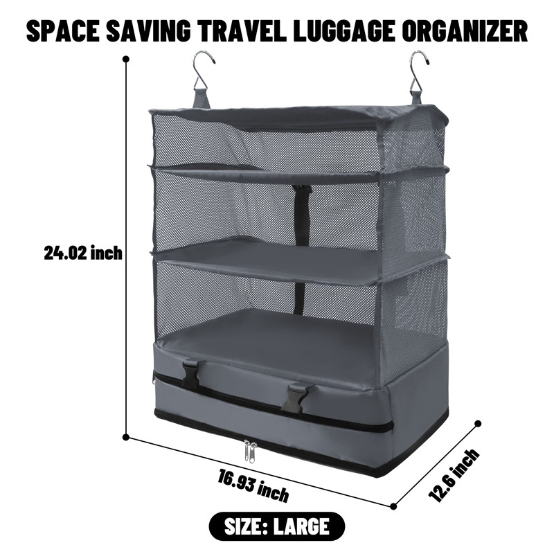 High Quality Large Hanging Travel Garment Packing Luggage Organizer Collapsible Compartment Hanging Closet