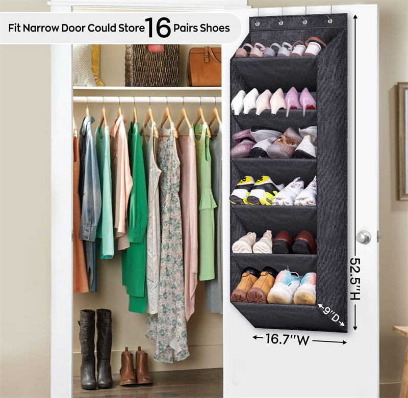 Hanging Door Shoe Organizer for Closet Hanger Dorm and Narrow Door Storage Shoe Holder Durable Shoe Rack for Door