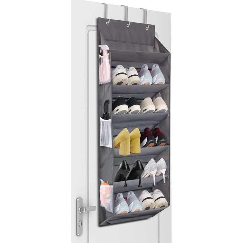 Over the Door Shoe Organizer Hanging with 6 Mesh Pockets 50lbs Fits 12 Pairs Shoes Door Shoe Rack Storage for Closet