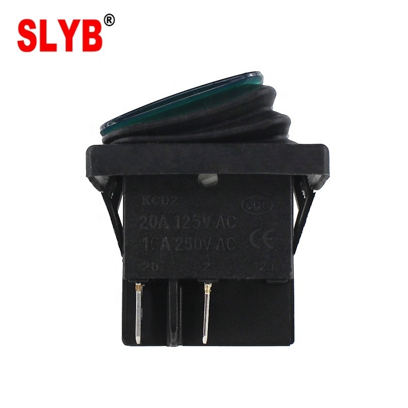 250VAC 16A 4PIN DPST Switch KCD4 KCD2 Waterproof LED ON OFF Push Rocker Boat Switch with Light Green Red