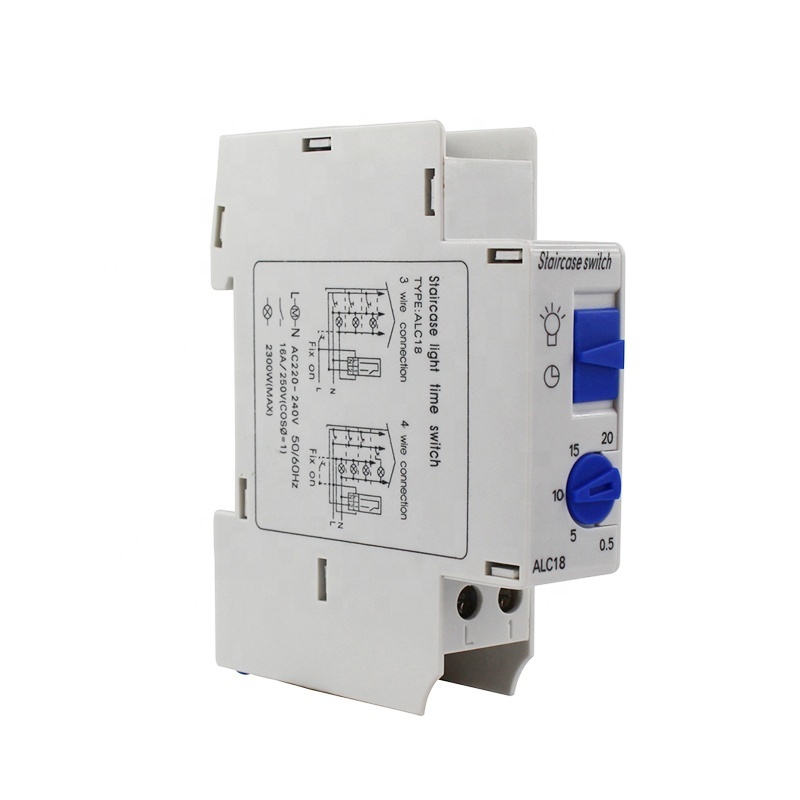 Good Quality 20 Minutes 220V 16A Mini Din Rail Automatic Mechanical Staircase Light Timer Switch ALC18-E ALC18