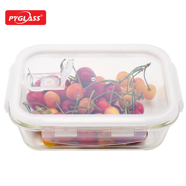 Wholesale Eco Friendly Borosilicate Hatchback Vented PP Lid Glass Food Container For Prep Vacuum Storage Set With Airtight Lock