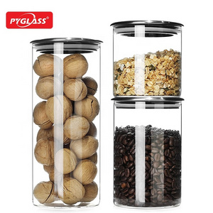 Kitchen Canister Set Airtight Food Storage Containers for Pantry or Counter Glass Jar with Stainless Steel Lid