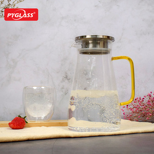 Wholesale large glass cold teapot glass bottle for tea coffee lemonade and iced teapot Home Kitchen Supplies