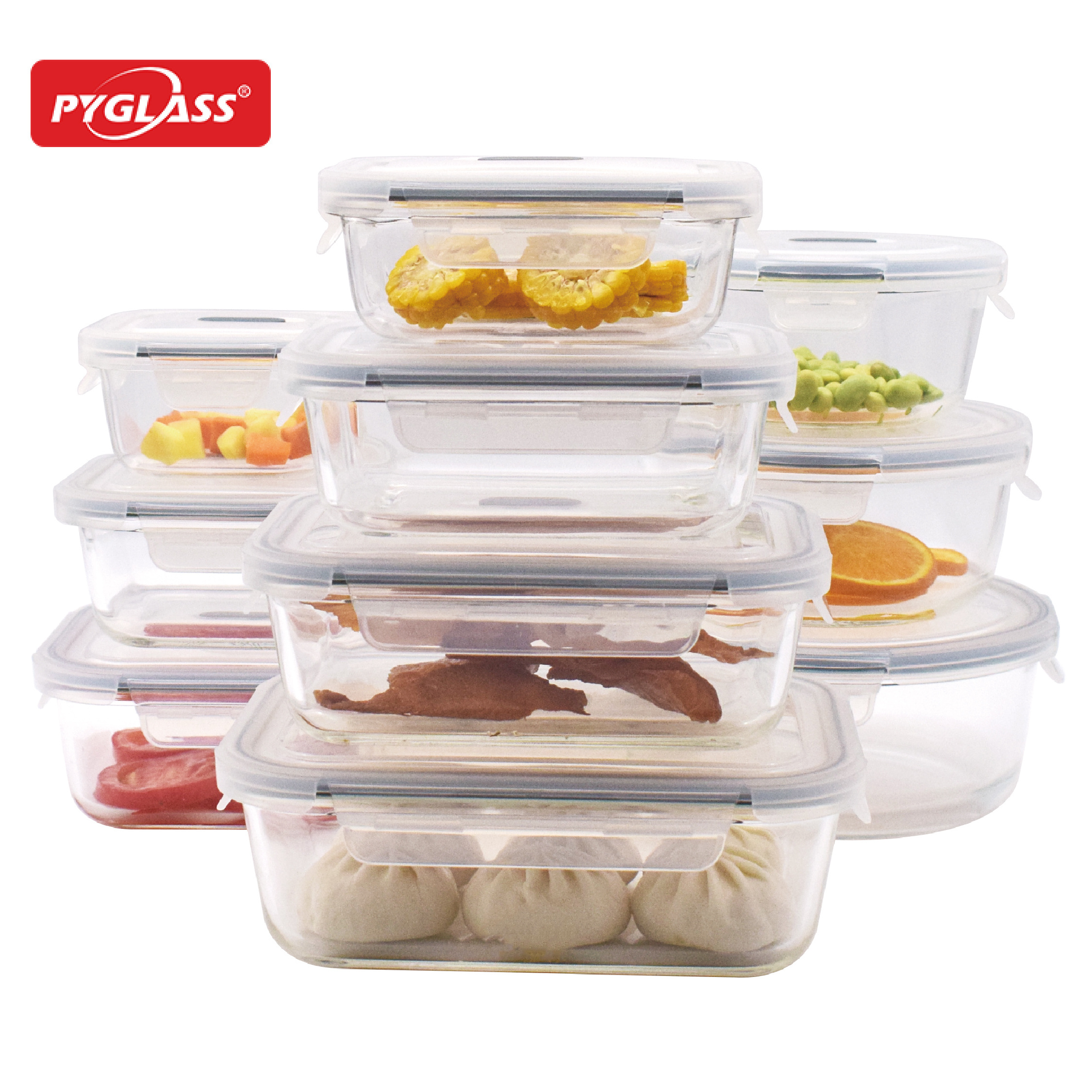 Glass Food Storage Containers with Lids, Meal Prep Containers, Airtight Lunch Containers Bento Boxes with Snap Locking Lids