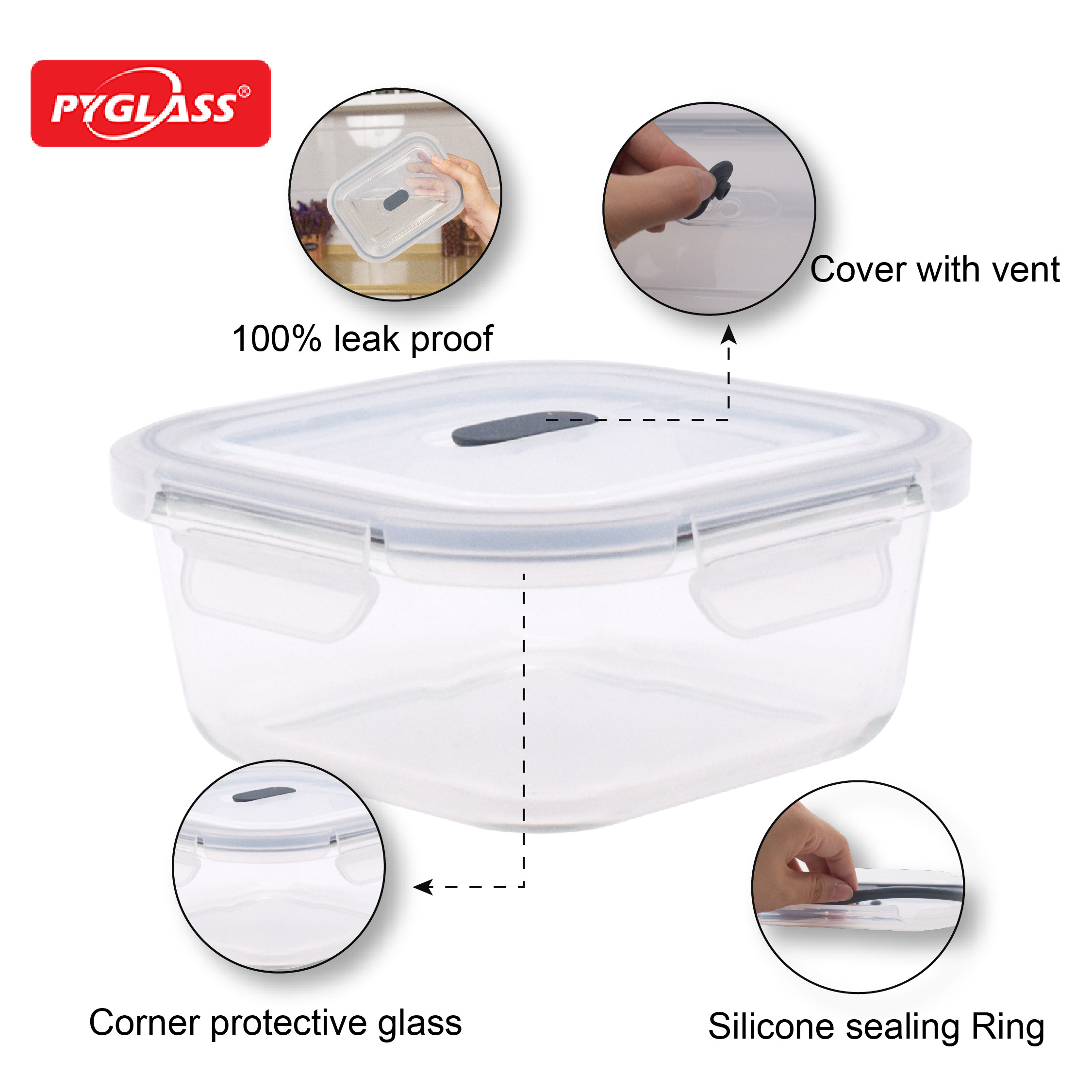 Glass Food Storage Containers with Lids, Meal Prep Containers, Airtight Lunch Containers Bento Boxes with Snap Locking Lids