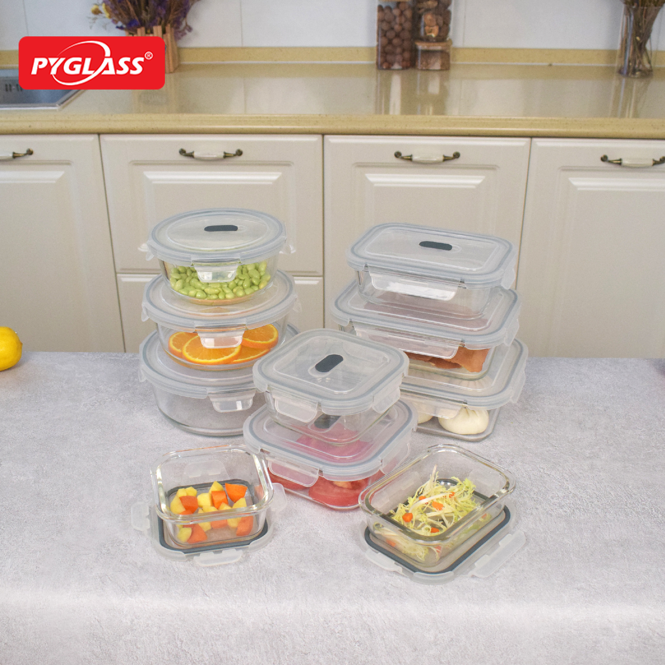 Glass Food Storage Containers with Lids, Meal Prep Containers, Airtight Lunch Containers Bento Boxes with Snap Locking Lids