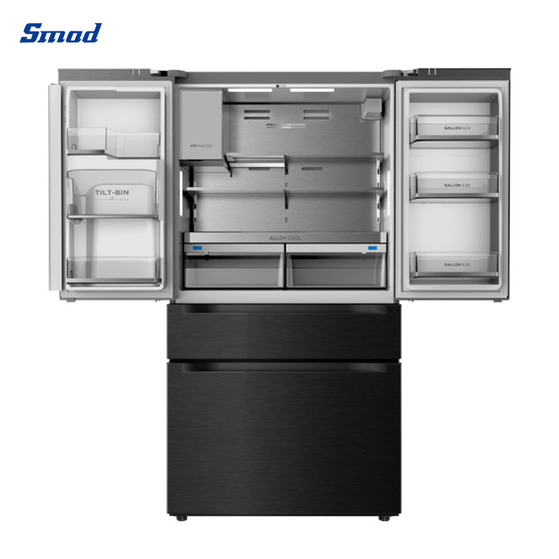 Smad Stainless Steel French Door Refrigerator With Ice Maker Water Dispenser