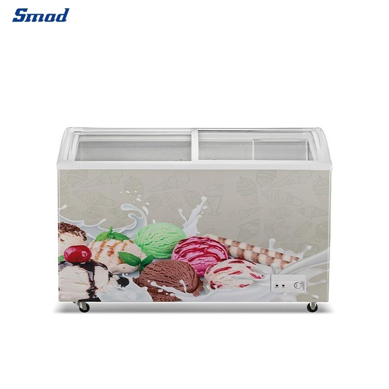 Double Glass Sliding Door Ice Cream Chest Freezer Top Open Vertical Ice Cream Chest Freezer