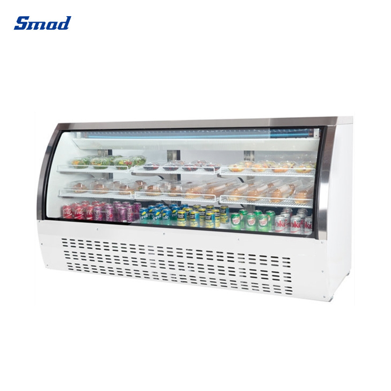 Smad Commercial White Curved Glass Refrigerated Fresh Salad Meat Deli Case