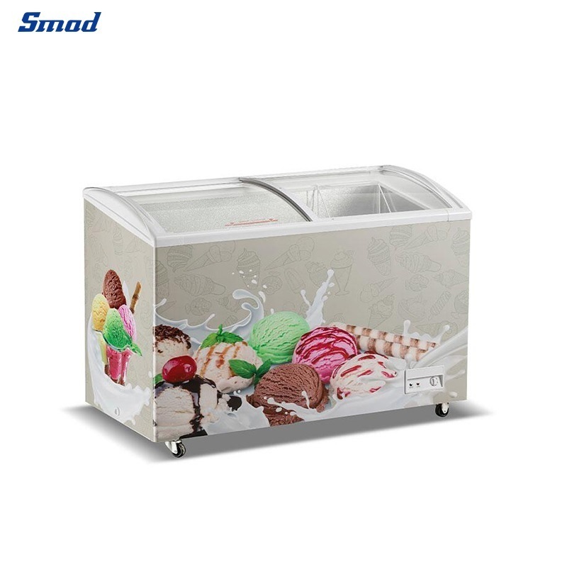 Double Glass Sliding Door Ice Cream Chest Freezer Top Open Vertical Ice Cream Chest Freezer