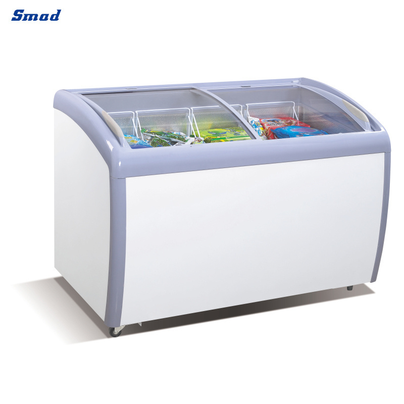 298L/378L Top Glass Open Chest Freezer  For Ice Cream With Door Lock