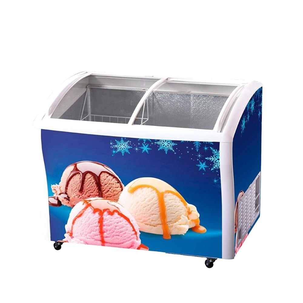 Double Glass Sliding Door Ice Cream Chest Freezer Top Open Vertical Ice Cream Chest Freezer