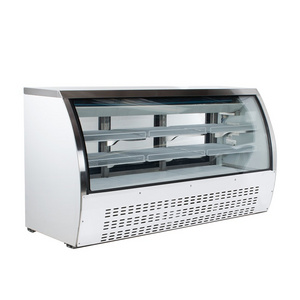 Smad Commercial White Curved Glass Refrigerated Fresh Salad Meat Deli Case