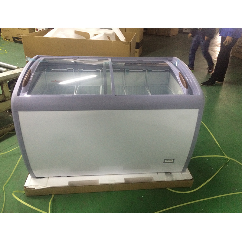 Commercial 260L 360L 460L Curved Glass Deep Ice Cream Display Freezer