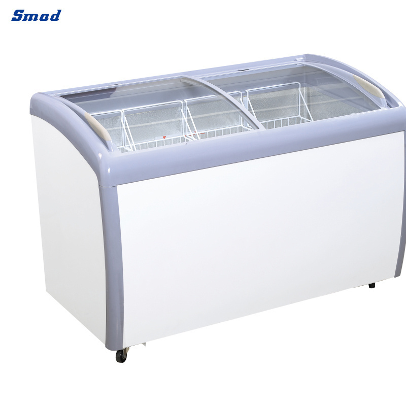 298L/378L Top Glass Open Chest Freezer  For Ice Cream With Door Lock