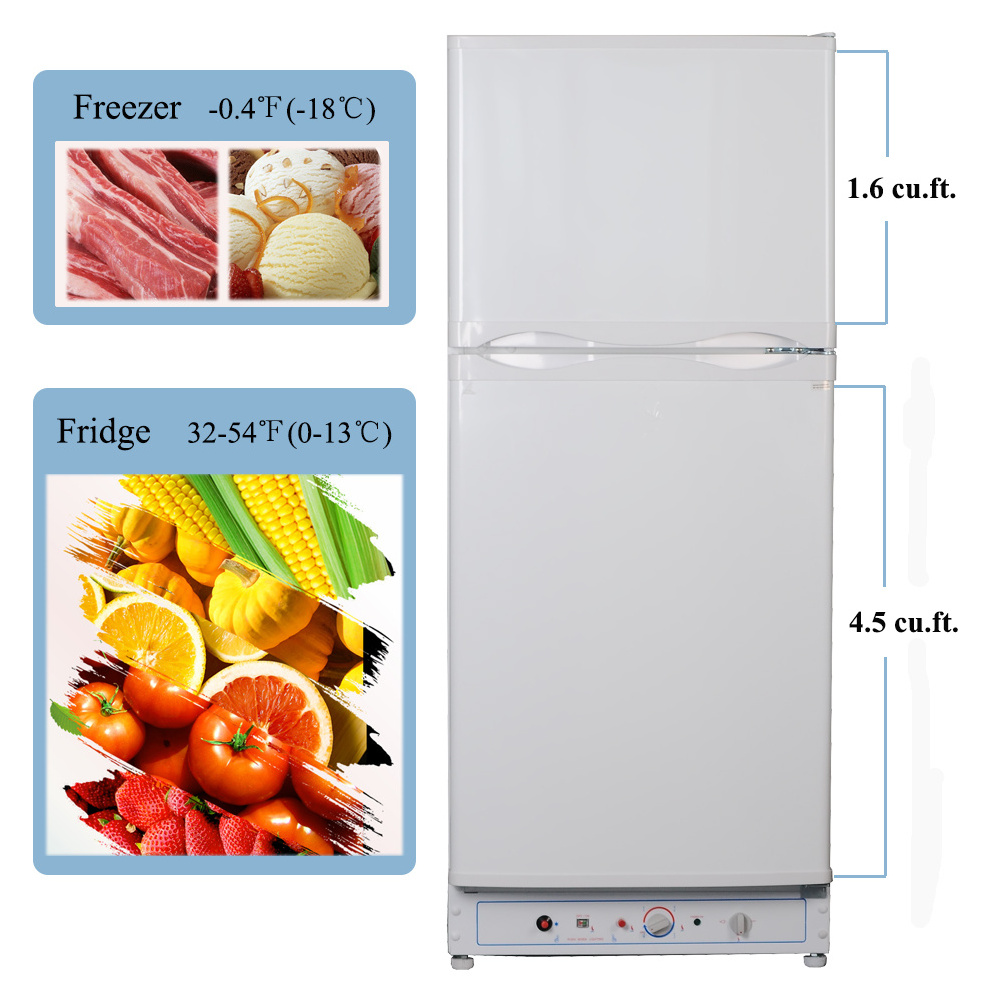 Ammonia Cooling LPG Propane Gas Kerosene Top Freezer Refrigerator