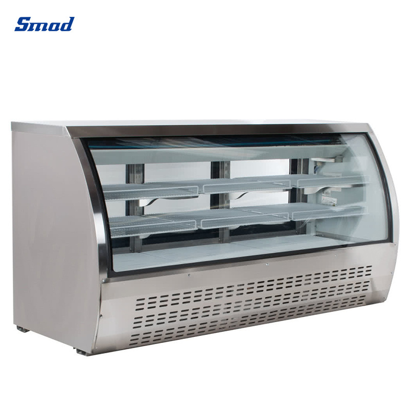 Smad Commercial White Curved Glass Refrigerated Fresh Salad Meat Deli Case