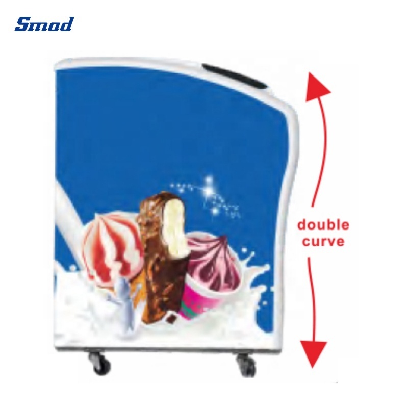 Smad Wholesales Price Ice Cream Display Freezer With Three Sides Body Sticker