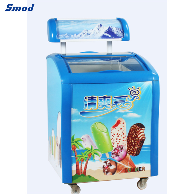 Double Glass Door Deep Chest Ice Cream Fridge Freezer For Sale