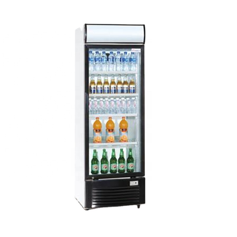 216-390L Direct Cooling Single Glass Door Upright Fridge Freezer Showcase