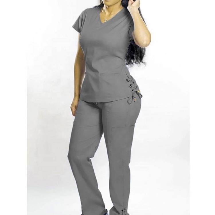 Top quality Breathable women's nursing scrub sets straight pants tall hospital uniforms cute nursing scrubs uniform