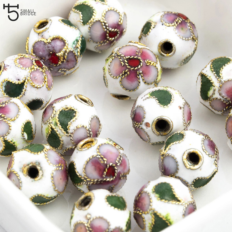 6/8/10/12mm Cloisonne Metal Enamel Beads for Jewelry Making Diy bracelets for women Loose Spacer Copper Beads Wholesale