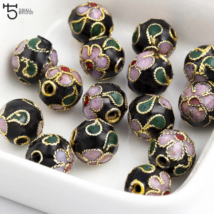 6/8/10/12mm Cloisonne Metal Enamel Beads for Jewelry Making Diy bracelets for women Loose Spacer Copper Beads Wholesale