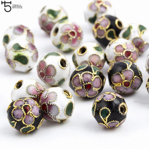 6/8/10/12mm Cloisonne Metal Enamel Beads for Jewelry Making Diy bracelets for women Loose Spacer Copper Beads Wholesale