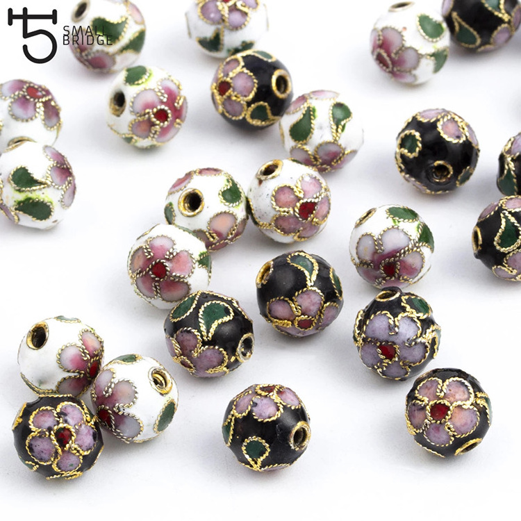 6/8/10/12mm Cloisonne Metal Enamel Beads for Jewelry Making Diy bracelets for women Loose Spacer Copper Beads Wholesale